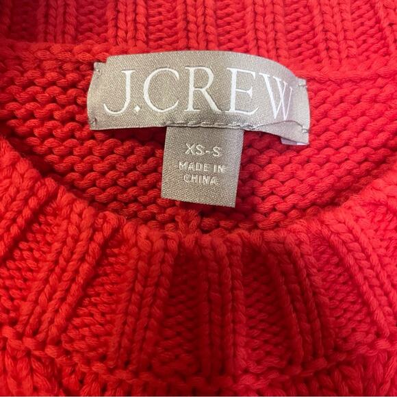 J.Crew Cable Knit Crewneck Sweater Red scarlet Size XS-S classic quiet luxury - Picture 5 of 5